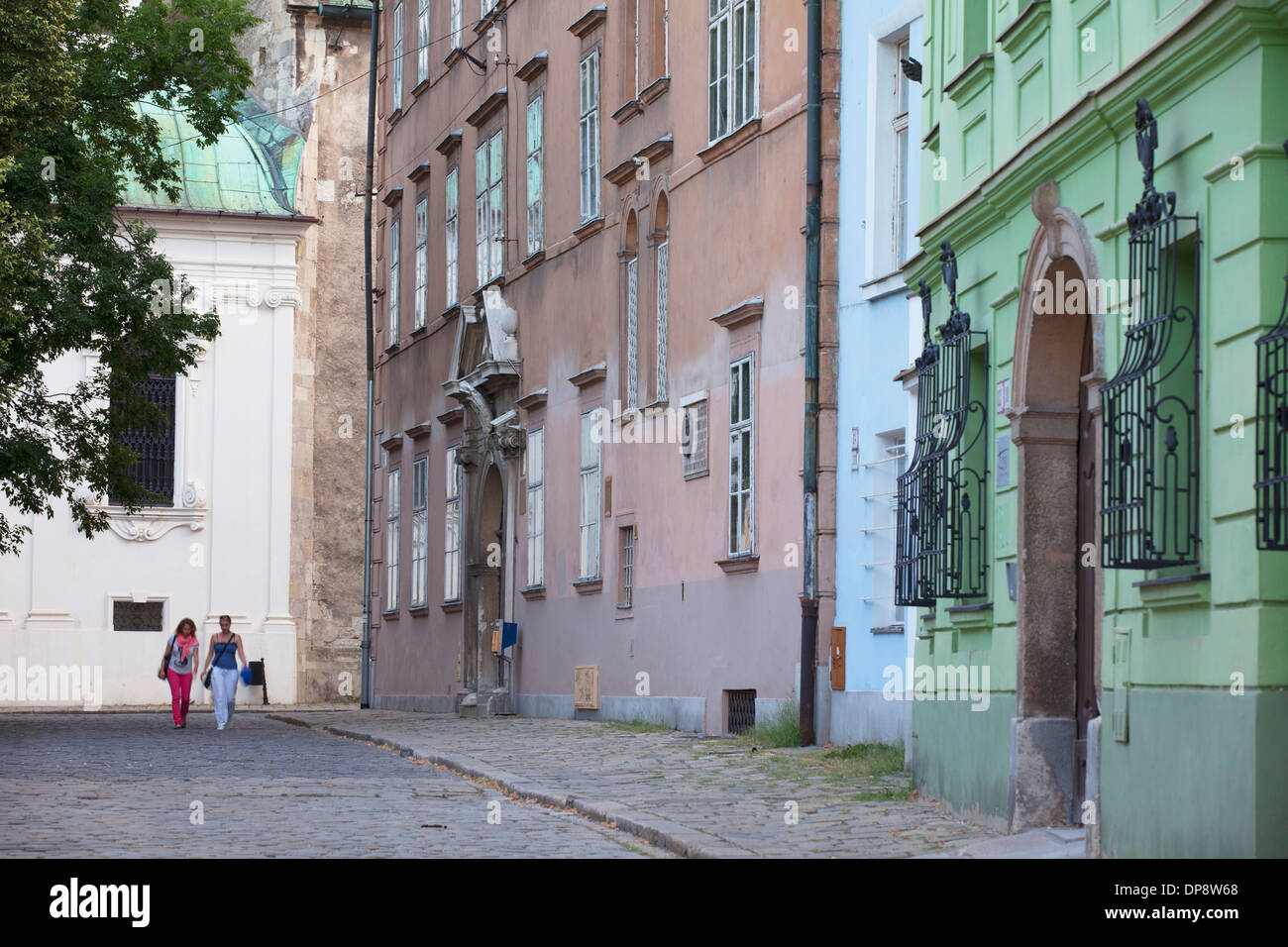People walking along Kapitulska Street in Old Town, Bratislava, Slovakia Stock Photo