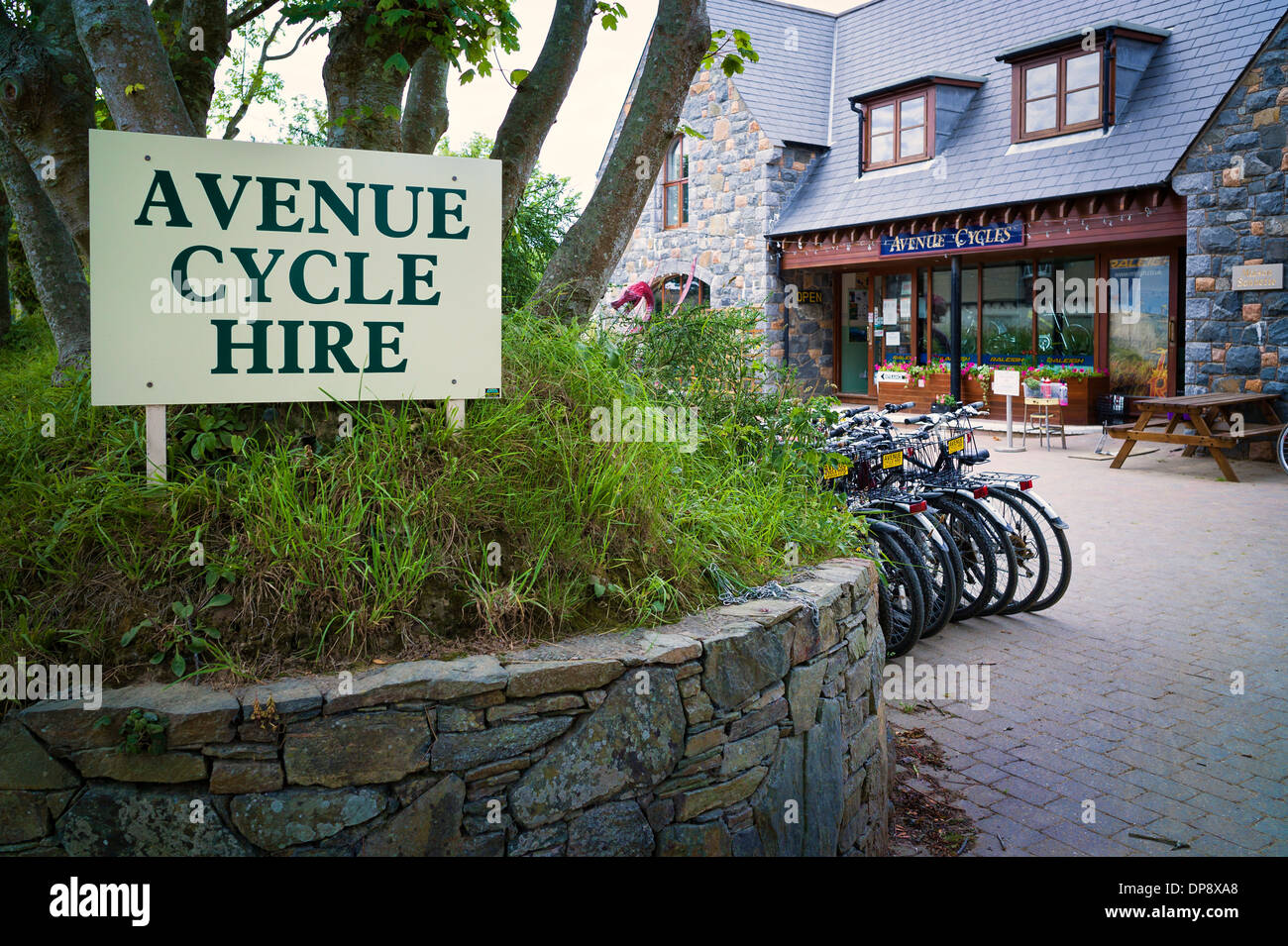 Avenue Cycle Hire premises on Sark UK providing a transport service to visitors to Sark Stock Photo