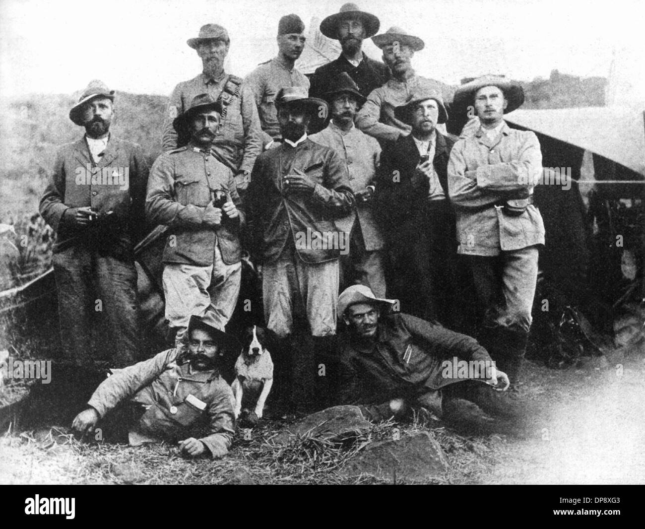 German officers who volunteered to fight for the Boers. Great Britain felt constricted in their plans to expand their colonial empire 'from the Cape to Cairo', because of the strict aliens acts as well as the denial of full civil rights for British and other foreigners in the Boer republics of Orange Free State and South African republic. This conflict resulted in the Second Boer War that started in 1899, and the British occupied the Boer republics in 1900. During the following guerilla war Great Britain sent the wives and children of the guerillas into concentration camps, in order to break t Stock Photo