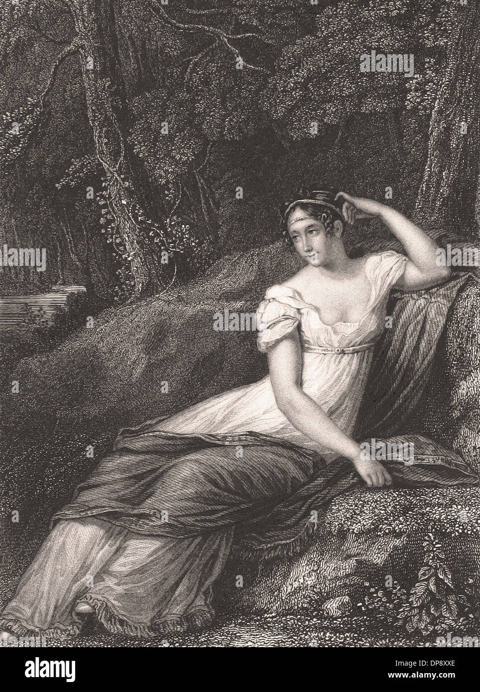 Josephine de Beauharnais, first wife of Napoléon Bonaparte - French Engraving XIX th Century Stock Photo