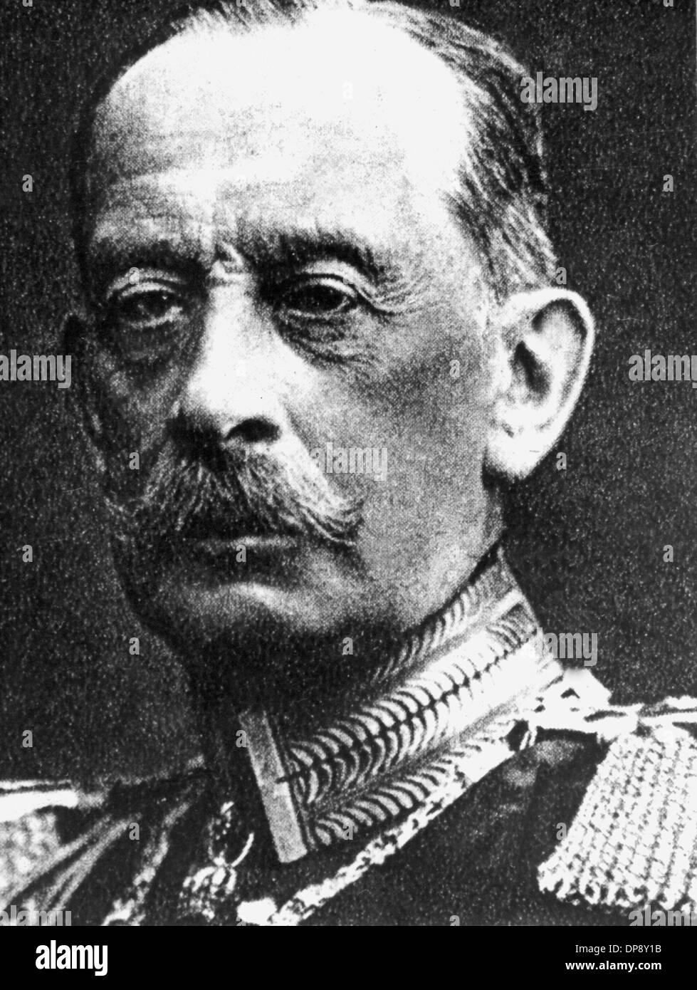 Prussian general field marshal Alfred Graf von Schlieffen in a contemporary picture. He developed the 'Schlieffenplan' in 1905, which provided the rapid destruction of the French armed forces in the case of a two front war and afterwards the fight against Russia in the East. Alfred Graf von Schlieffen was born on the 28th of February in 1833 in Berlin and died there on the 4th of January in 1913. Stock Photo