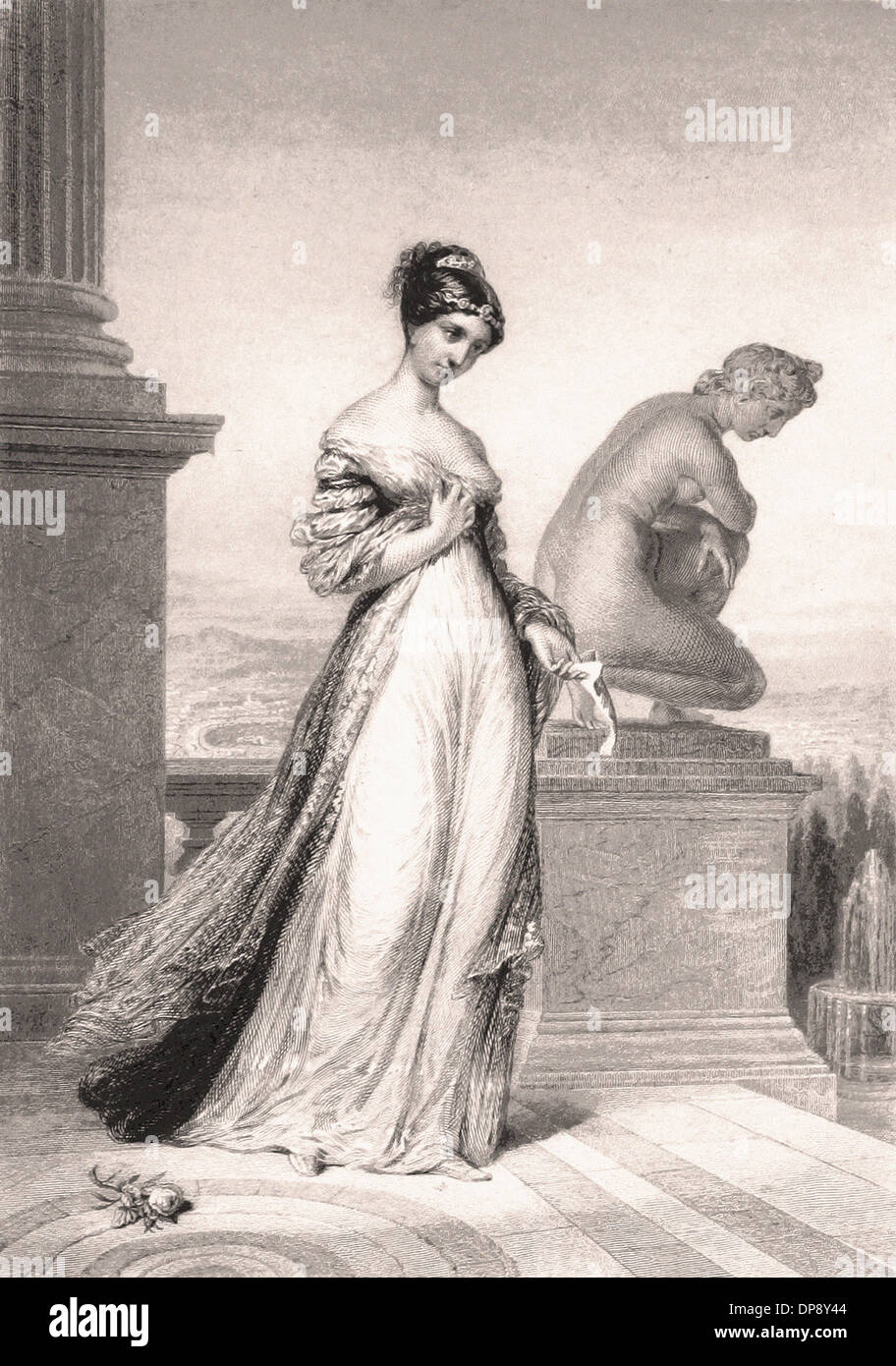Princesse Pauline Borghese sisiter of Napoleon Bonaparte - French Engraving XIX th Century Stock Photo