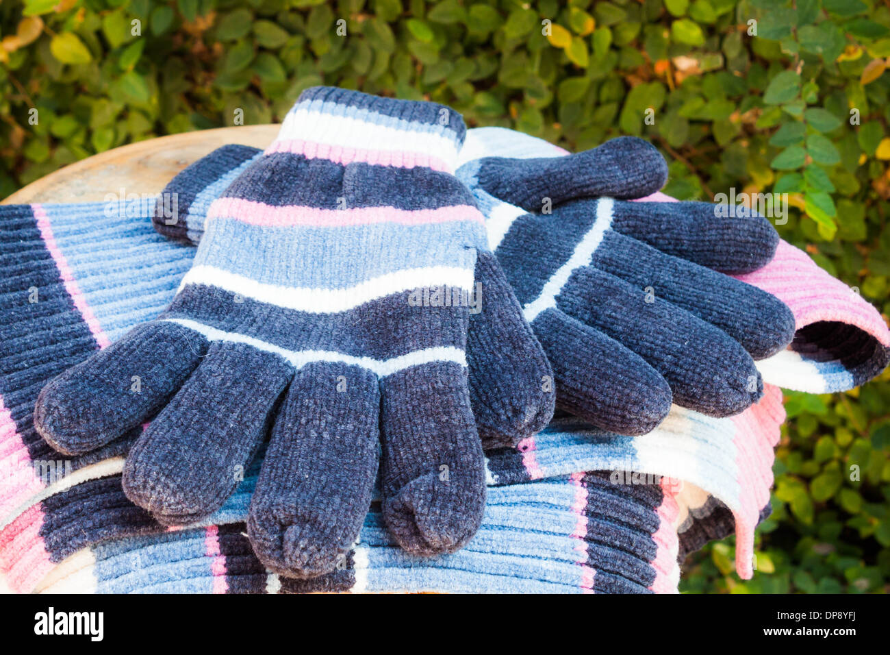 Close up wool gloves and scarf, stock photo Stock Photo