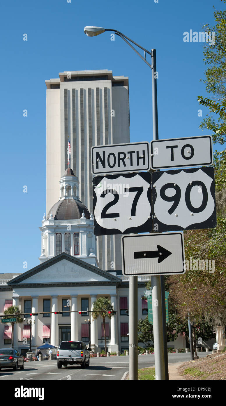 Historic Capitol buildings Tallahassee Florida USA forms the background