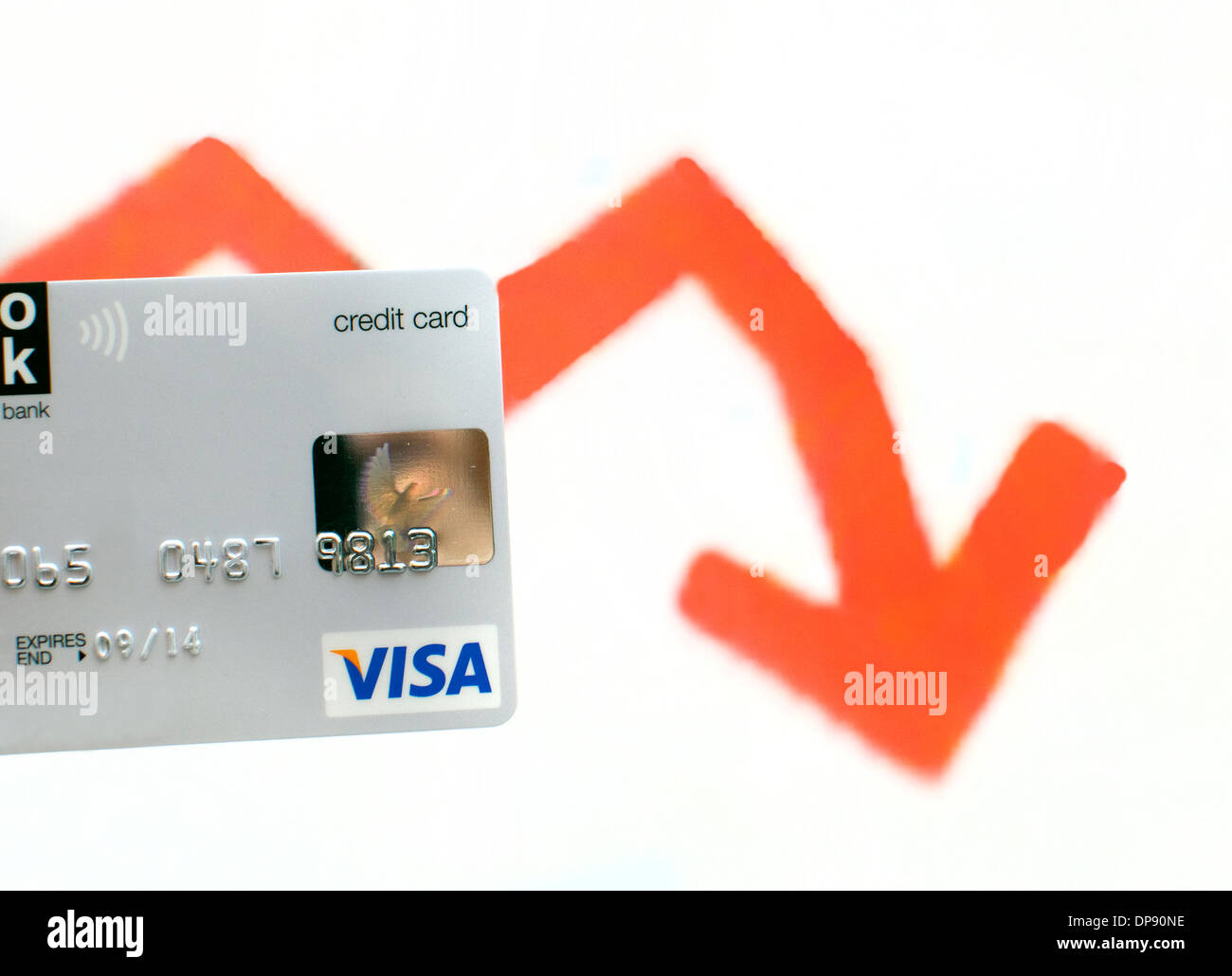 Maxed-out Visa credit card, London Stock Photo