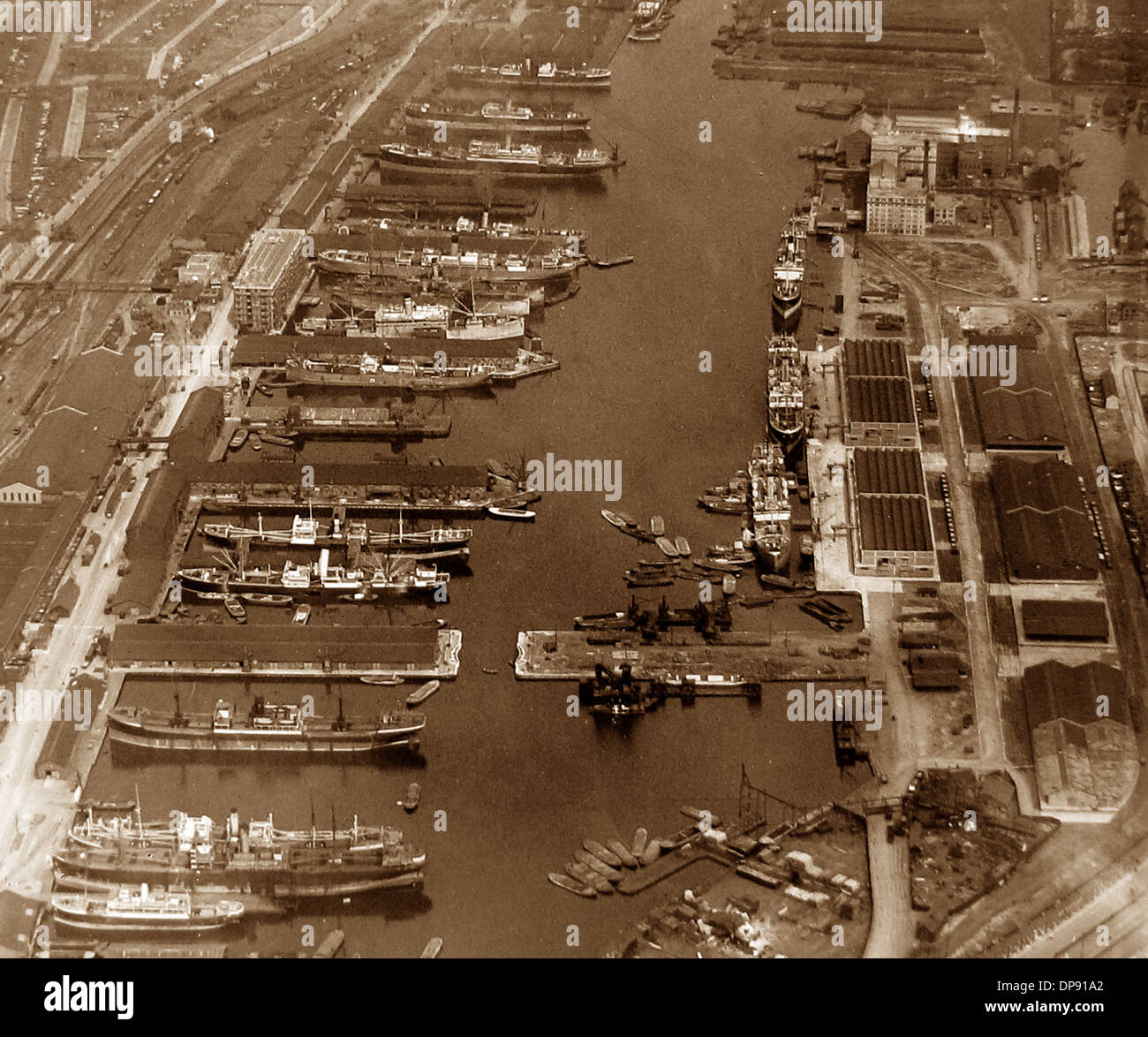 London aerial view of Victoria Dock in the 1920s Stock Photo Alamy