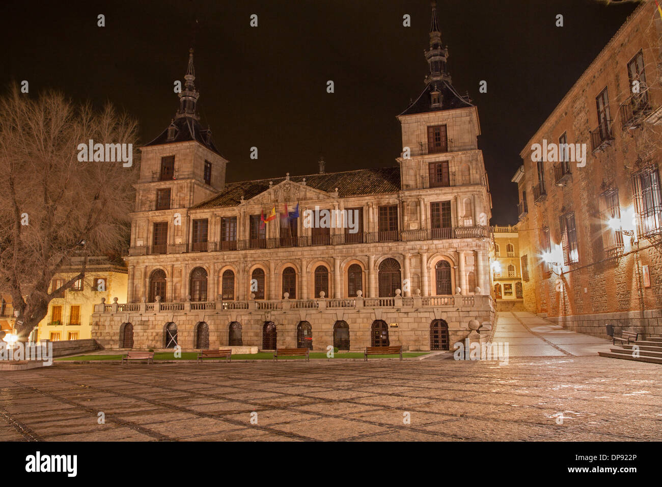 Toledo town hall at night Stock Photo Alamy