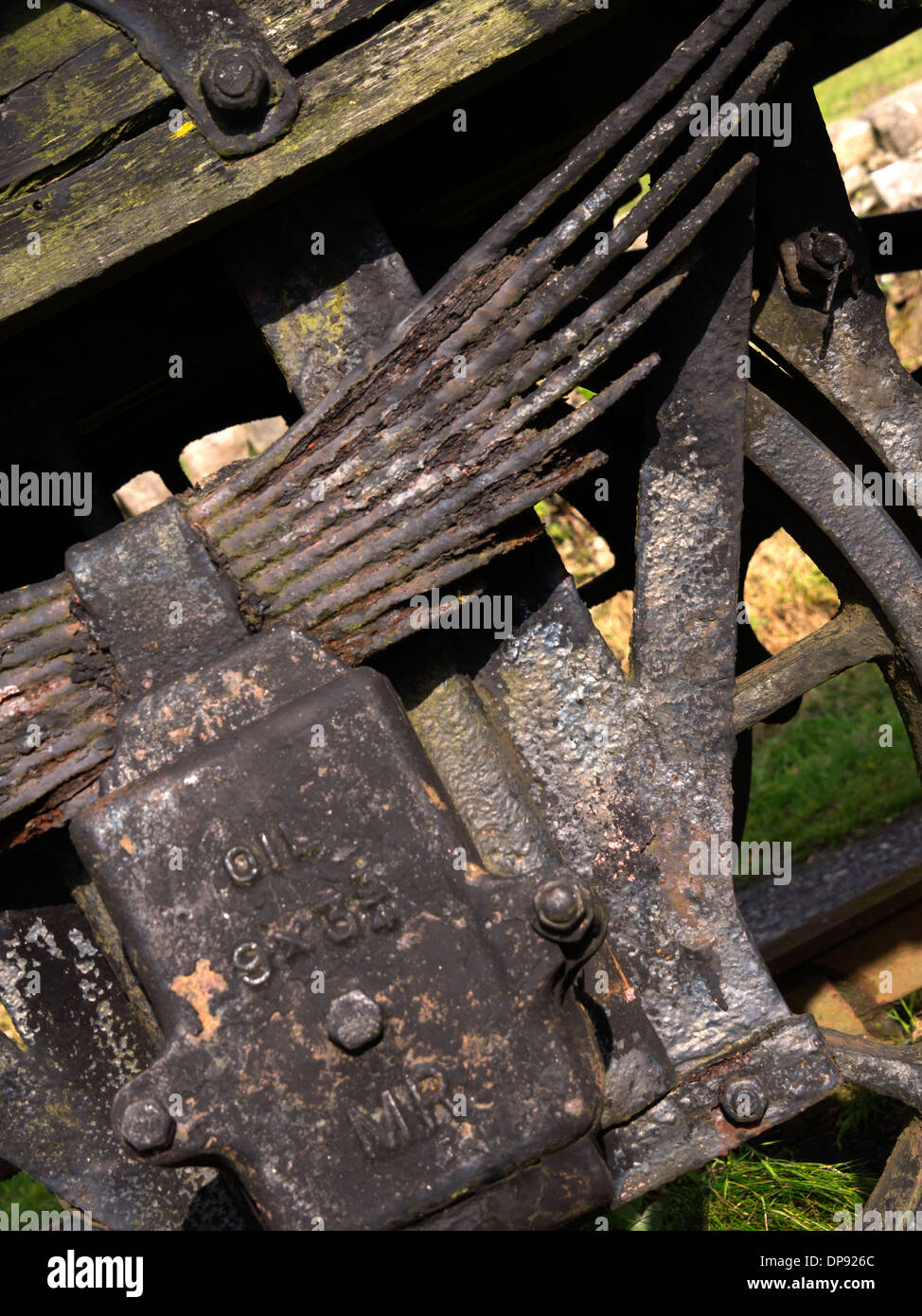railway wagon wheel on the High Peak Trail Derbyshire peak District UK