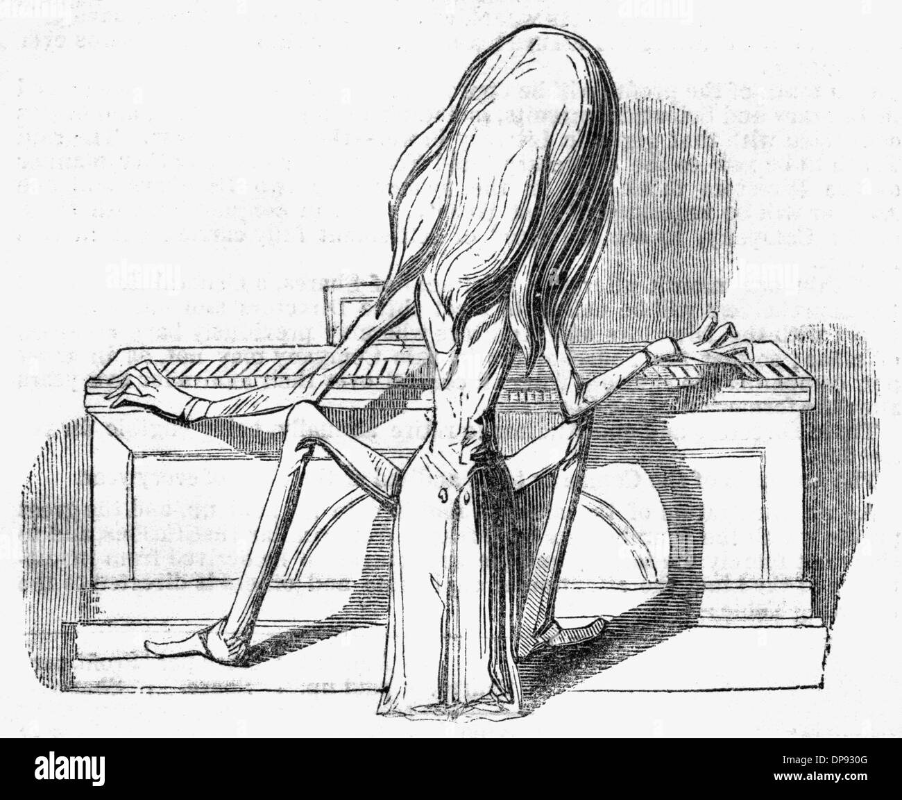 Caricature of Franz Liszt at the keyboard Stock Photo