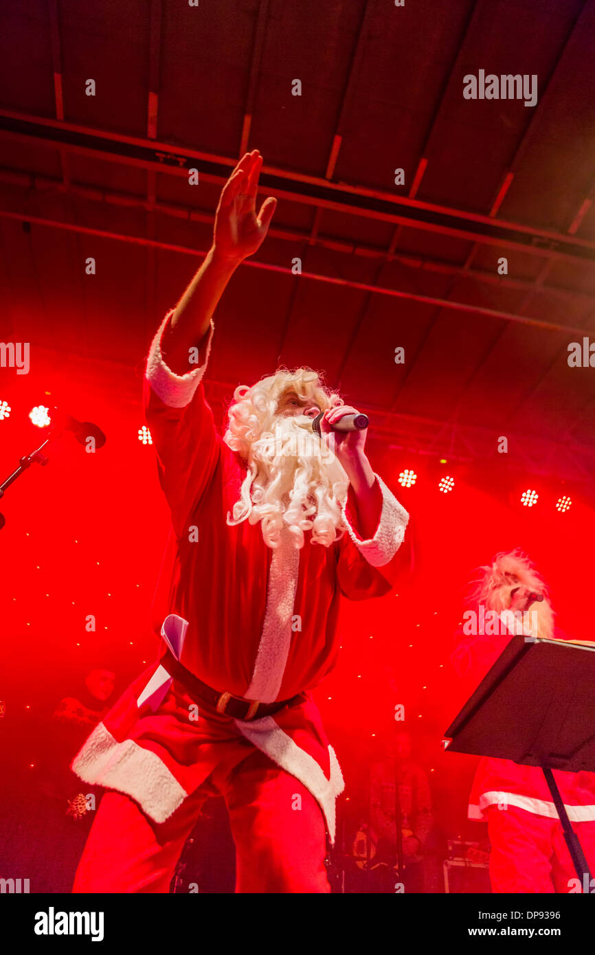 Santa Claus Singing And Dancing On Stage Reykjavik Iceland Stock