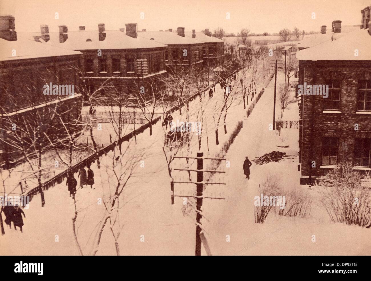 Residential area of the different delegations of the peace negotiations in Brest-Litovsk in winter 1918. During the peace negotiations, an exclusive protectorate treaty of the Central Powers with the Ukranian People's Republic was signed on 9 February 1918. The negotiations ended with the signing of the peace treaty of Brest-Litovsk from 3 March 1918 between the Central Powers and the Soviet Russia. Fotoarchiv für Zeitgeschichte Stock Photo