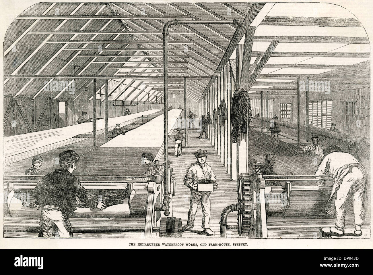 Rubber industry factory 1855 Stock Photo Alamy