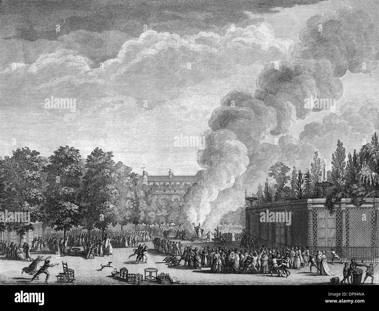 Burning an effigy of the Pope, French Revolution Stock Photo