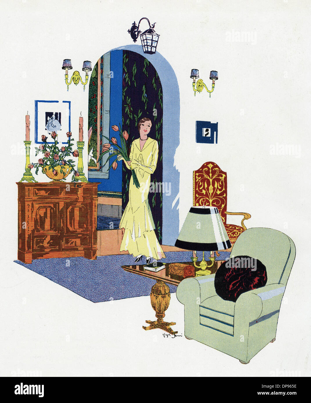 LADY IN SITTING ROOM Stock Photo - Alamy