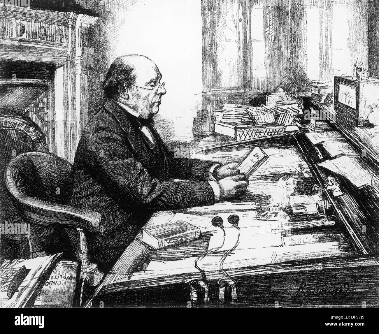 William Henry Smith at his desk Stock Photo