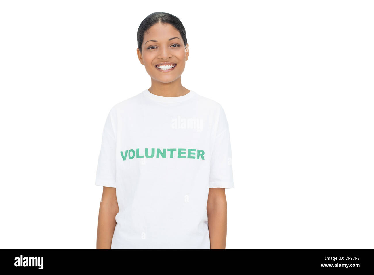 Smiling model wearing volunteer tshirt posing Stock Photo