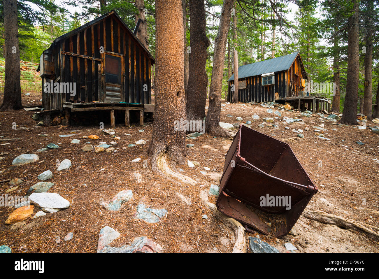 Mining Cabins And Ore Car At The Mammoth Consolidated Gold Mine