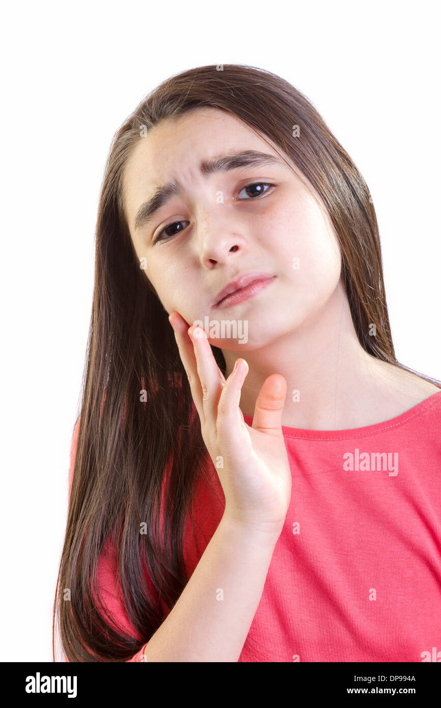 Girl child with toothache Stock Photo