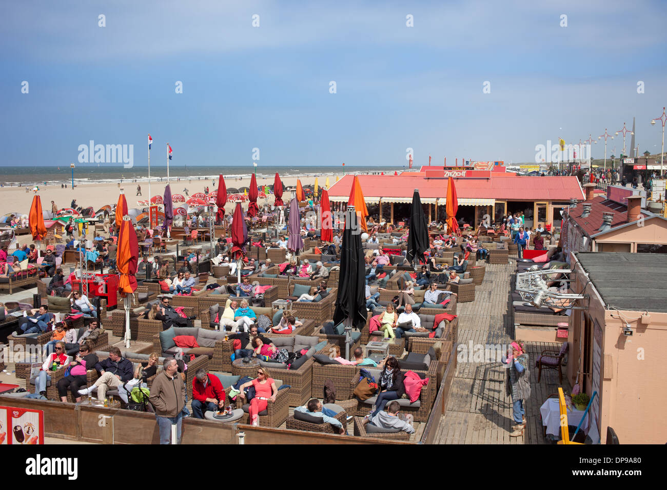 ZeeZicht beach restaurant in Scheveningen area by the North Sea in the Hague, Holland, Netherlands. Stock Photo