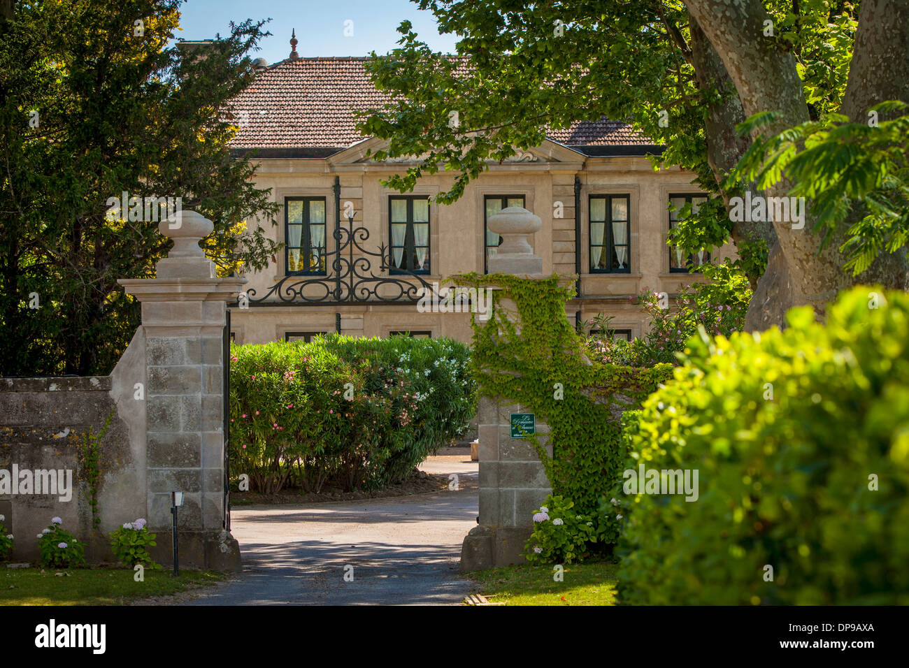Front entry to Domaine D'Auriac near Carcassonne, Languedoc-Roussillon, France Stock Photo