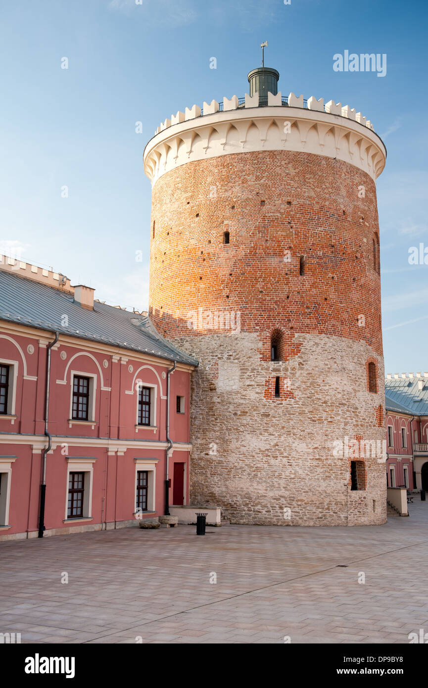 yard and Castle tower in Lublin Stock Photo