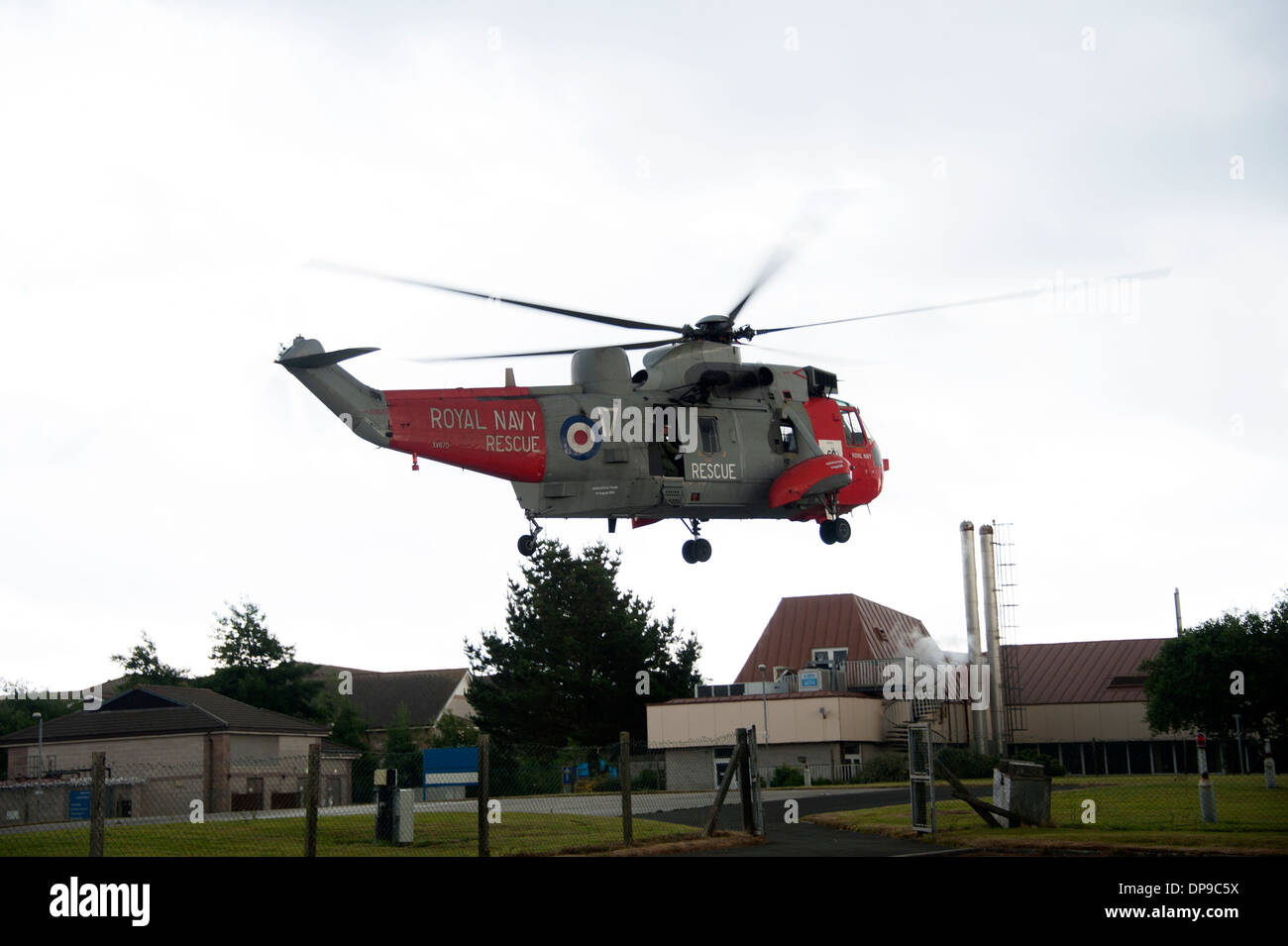 Navy Rescue Helicopter Royal Cornwall Hospital Truro Cornwall UK Stock Photo