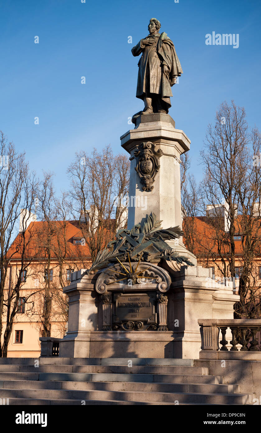 Adam Mickiewicz monument at Krakow Suburb Stock Photo