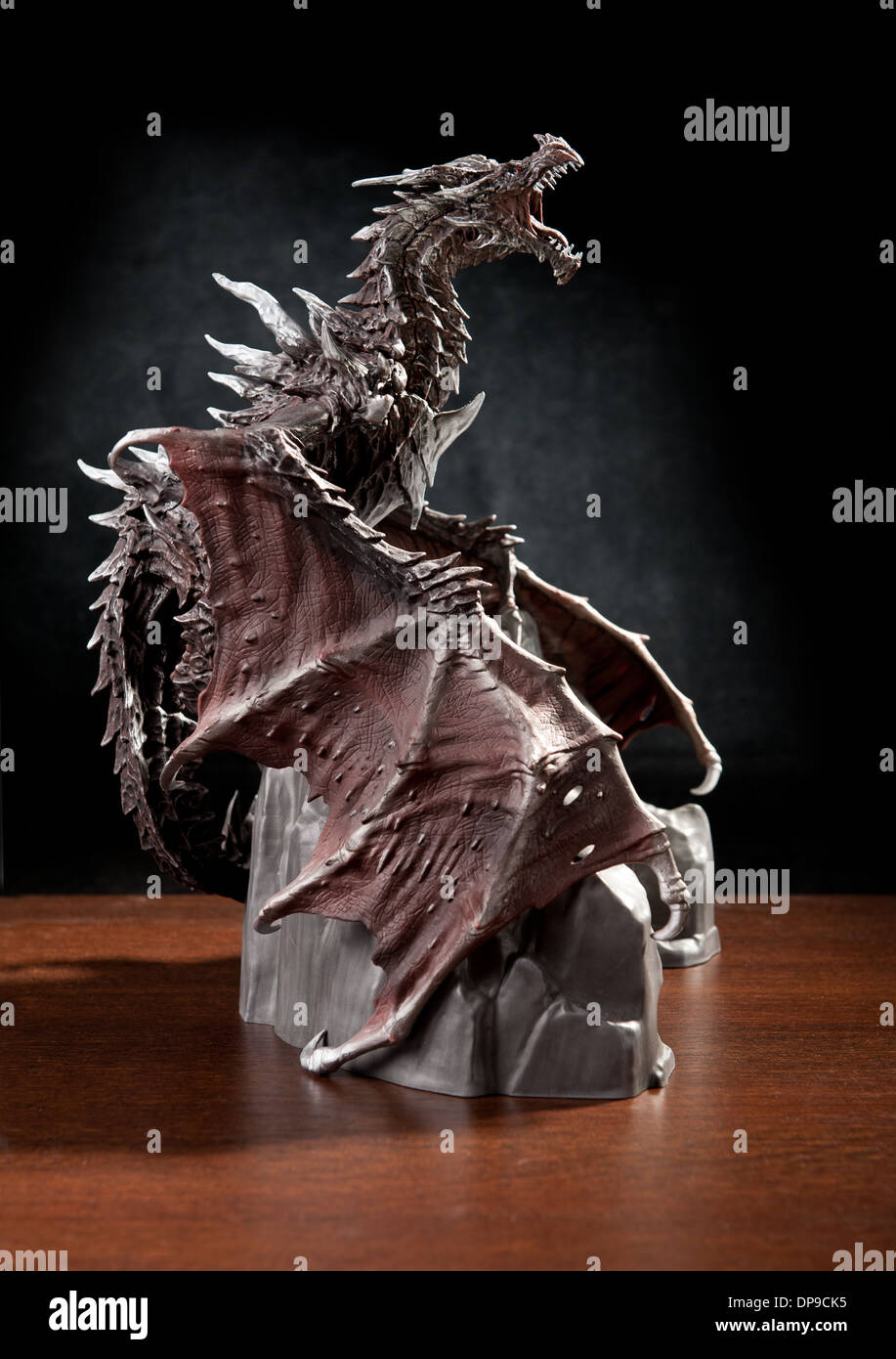 Profile of Alduin dragon from Skyrim game Stock Photo