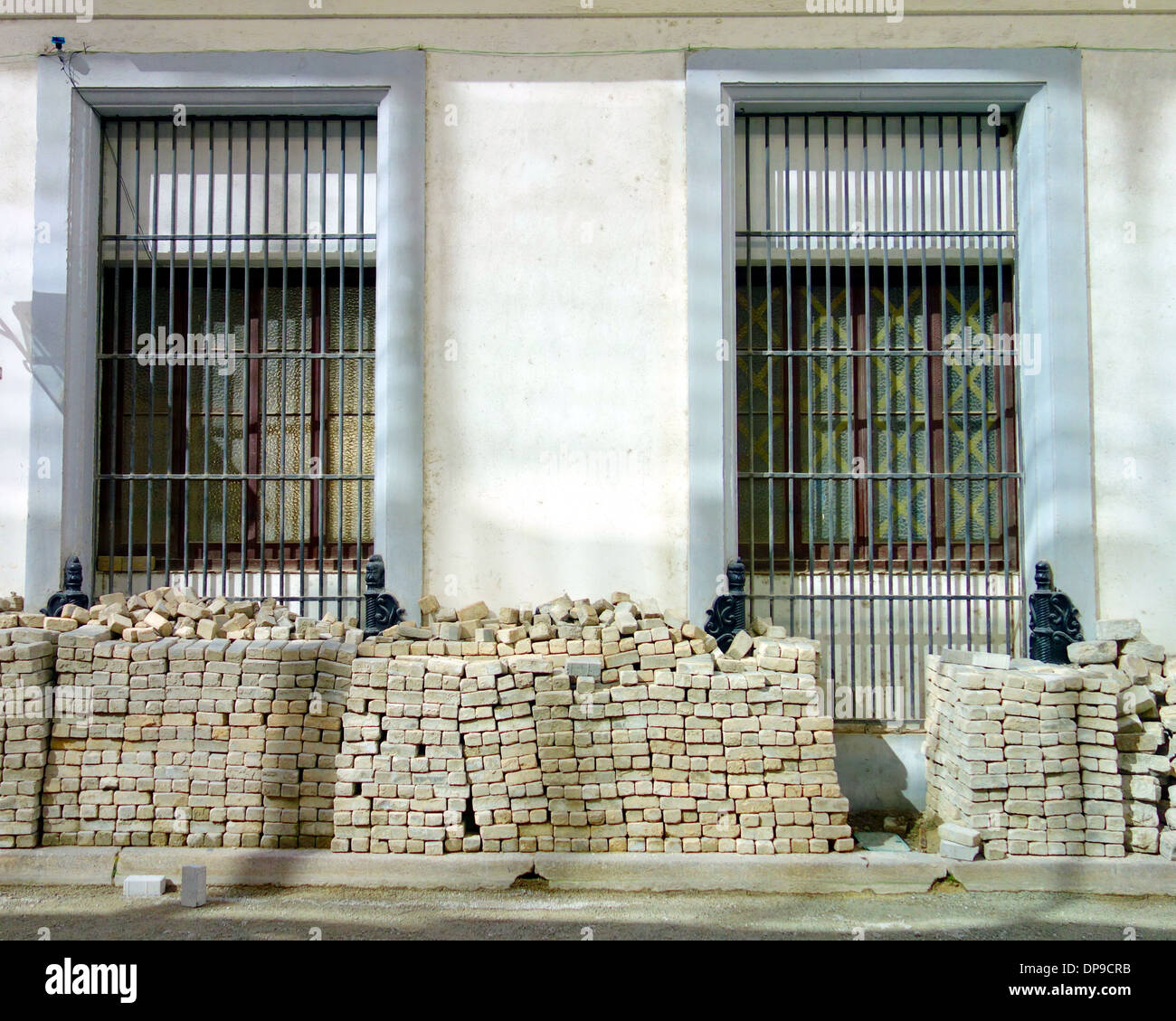 Construction material in a street in Havana, Cuba Stock Photo