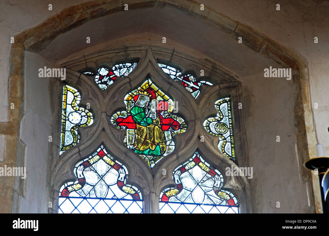 An example of medieval stained glass in the parish church of St Mary