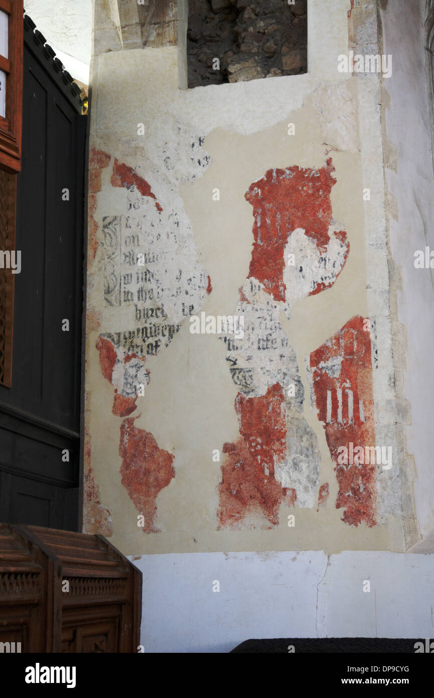 An example of medieval wall painting in the parish church of St Mary