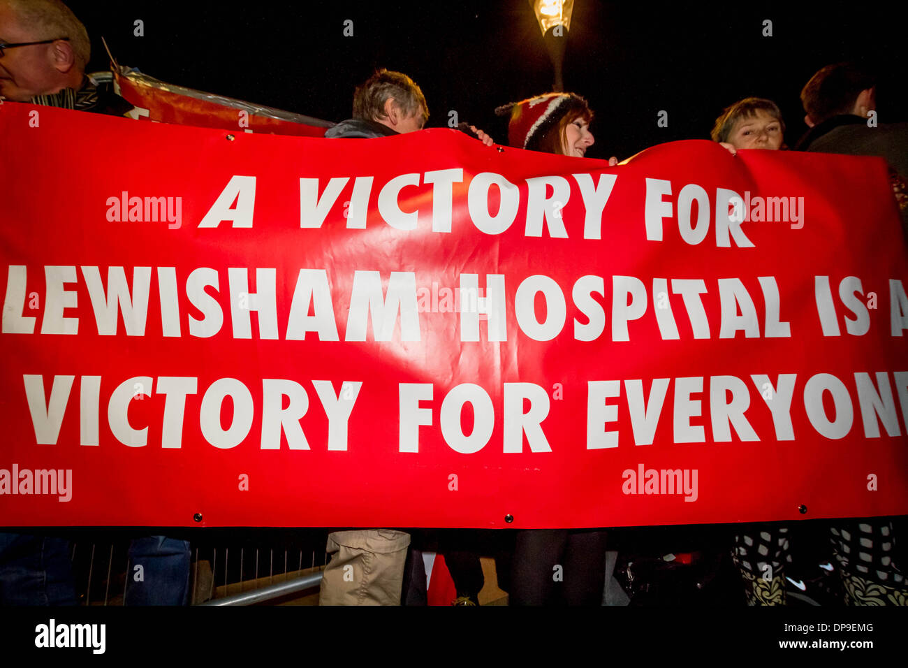 NHS Protest outside BBC TV Question Time in Lewisham, London, UK. Stock Photo