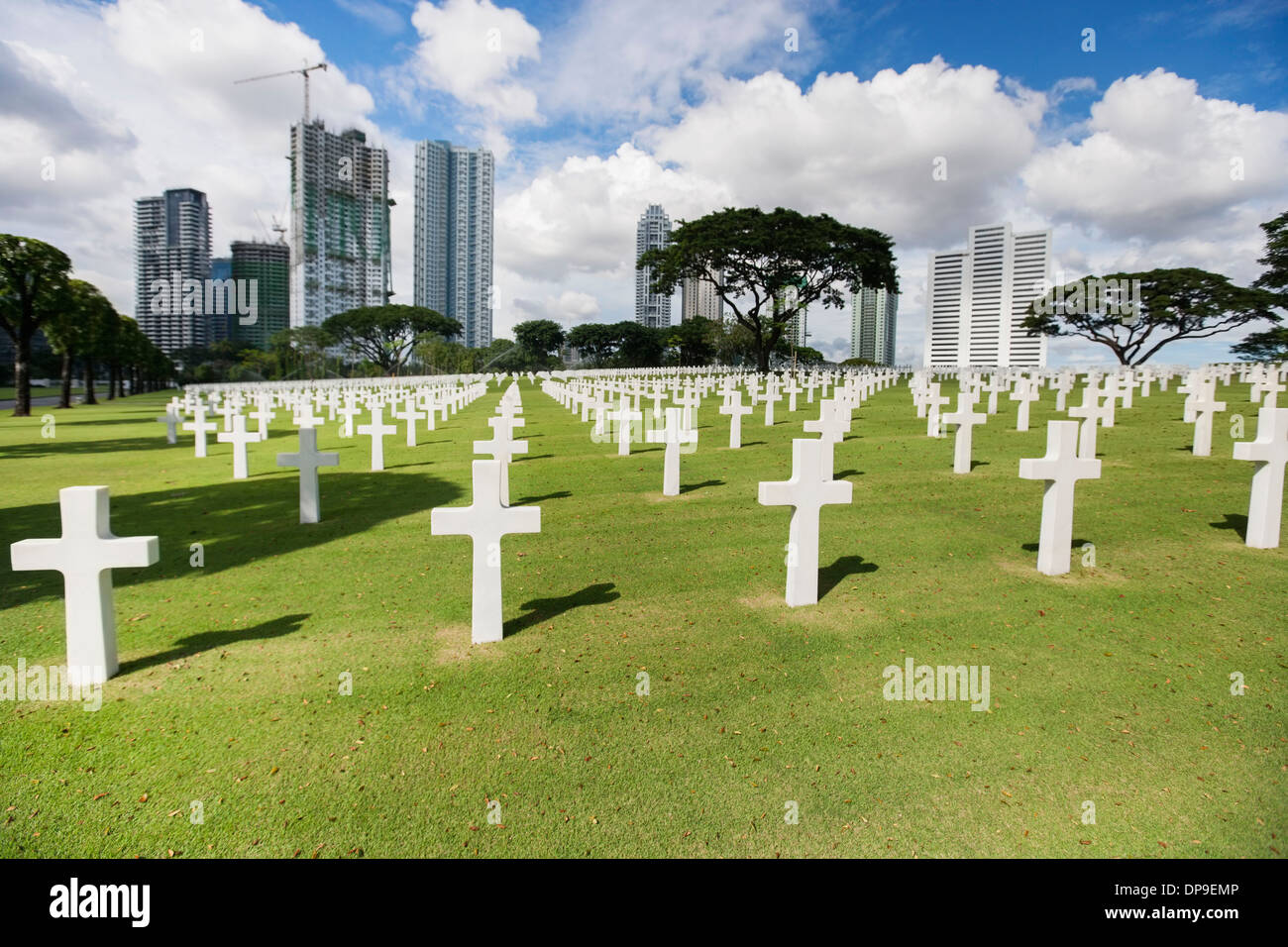 The American Memorial Cemetery with buildings in background  Manila  Philippines Stock Photo