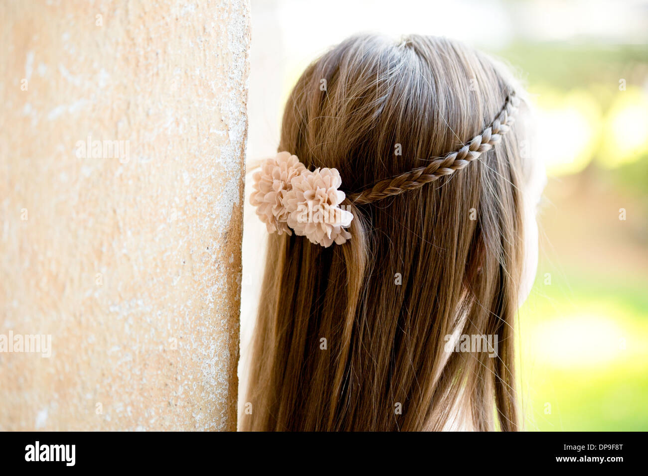 girl, hair, flower, braid, youth, flower girl Stock Photo