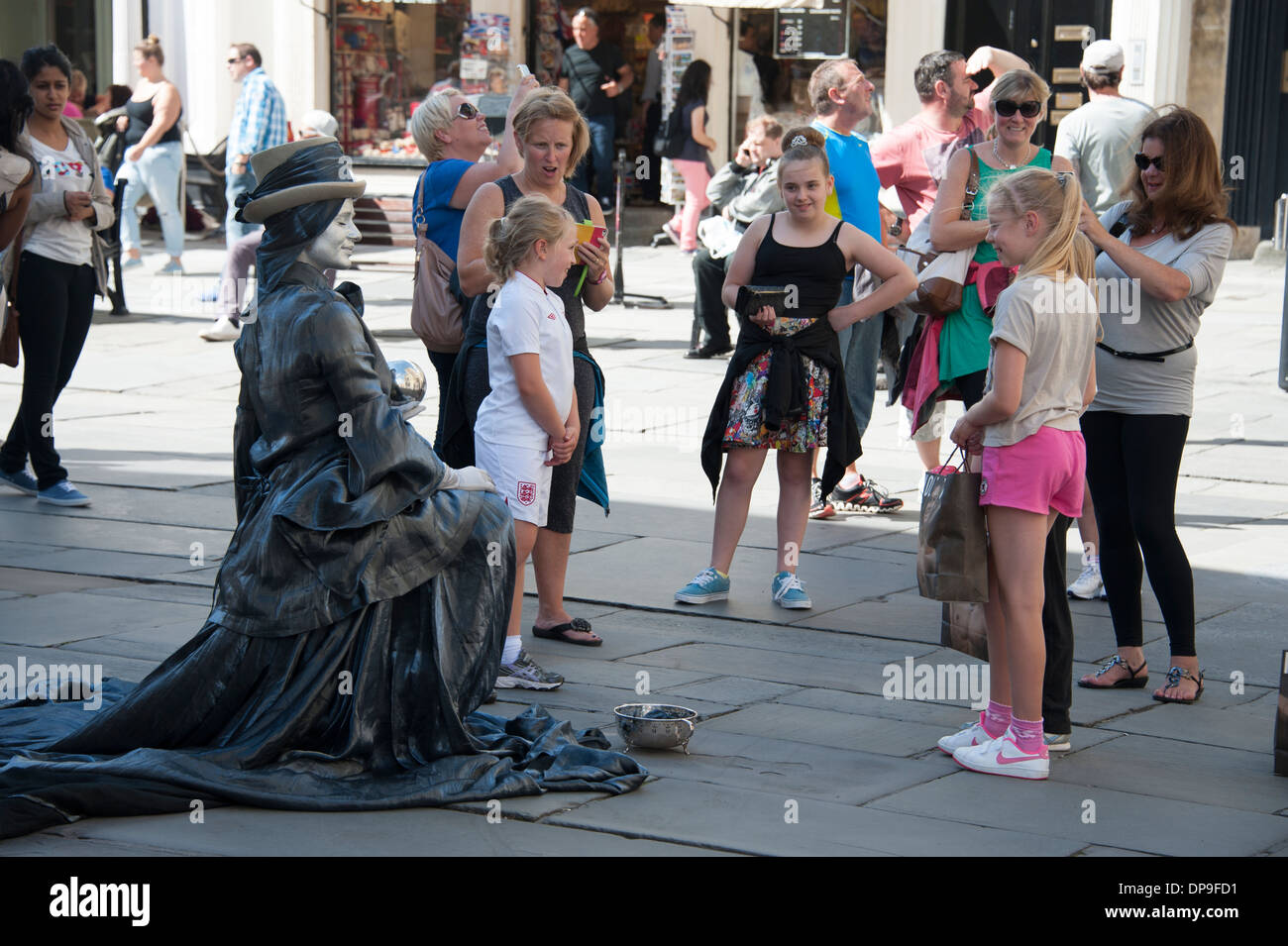 Street Statue Entertainer Entertaining Children Stock Photo