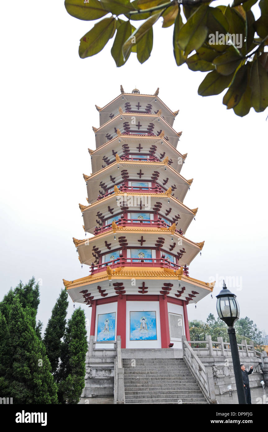Pagoda in buddhist Qibao Temple near Qibao Ancient Town in Minhang District, Shanghai, China Stock Photo
