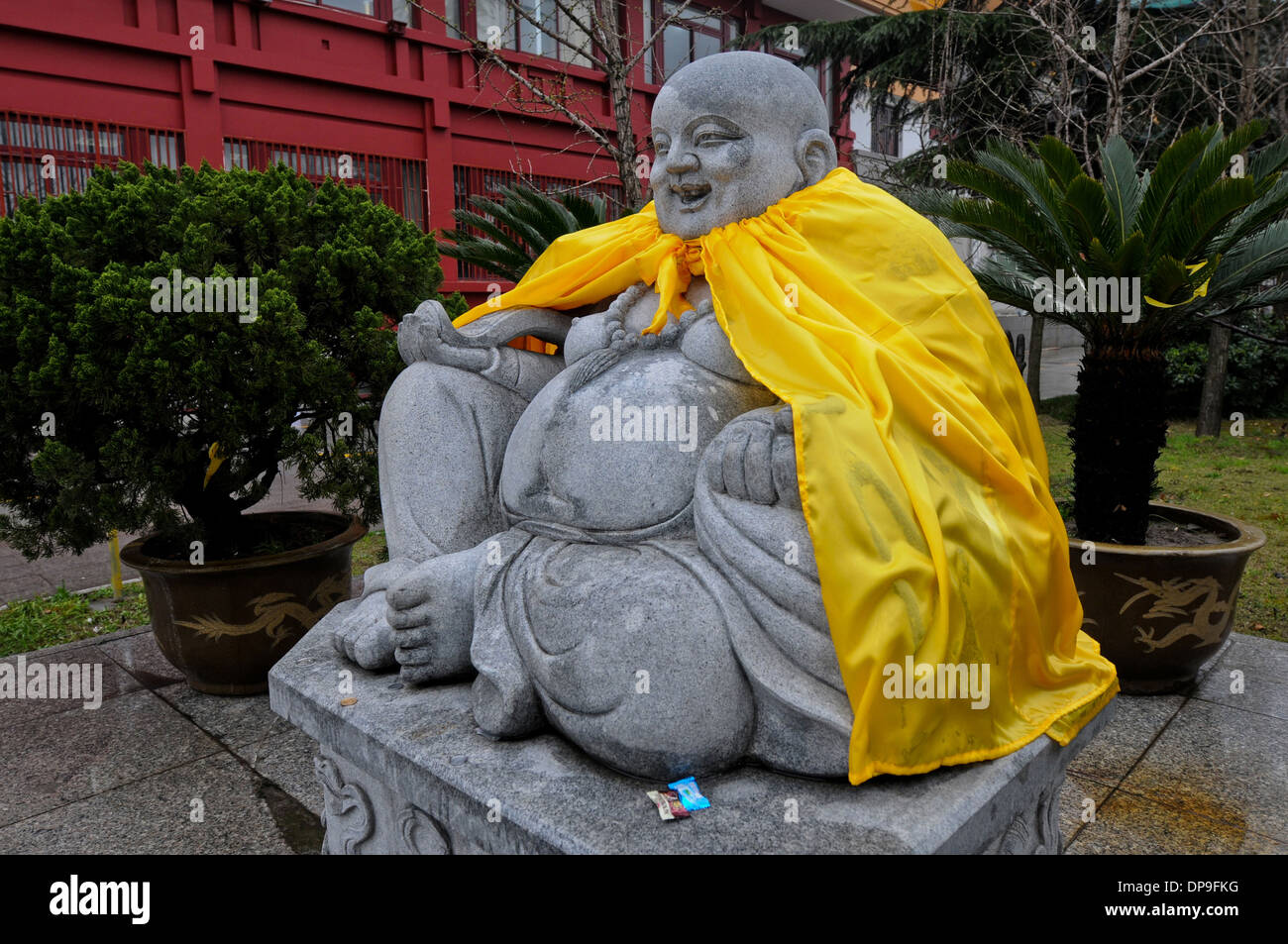 Budai - Laughing Buddha statue in Qibao Temple near Qibao Ancient Town in Minhang District, Shanghai, China Stock Photo