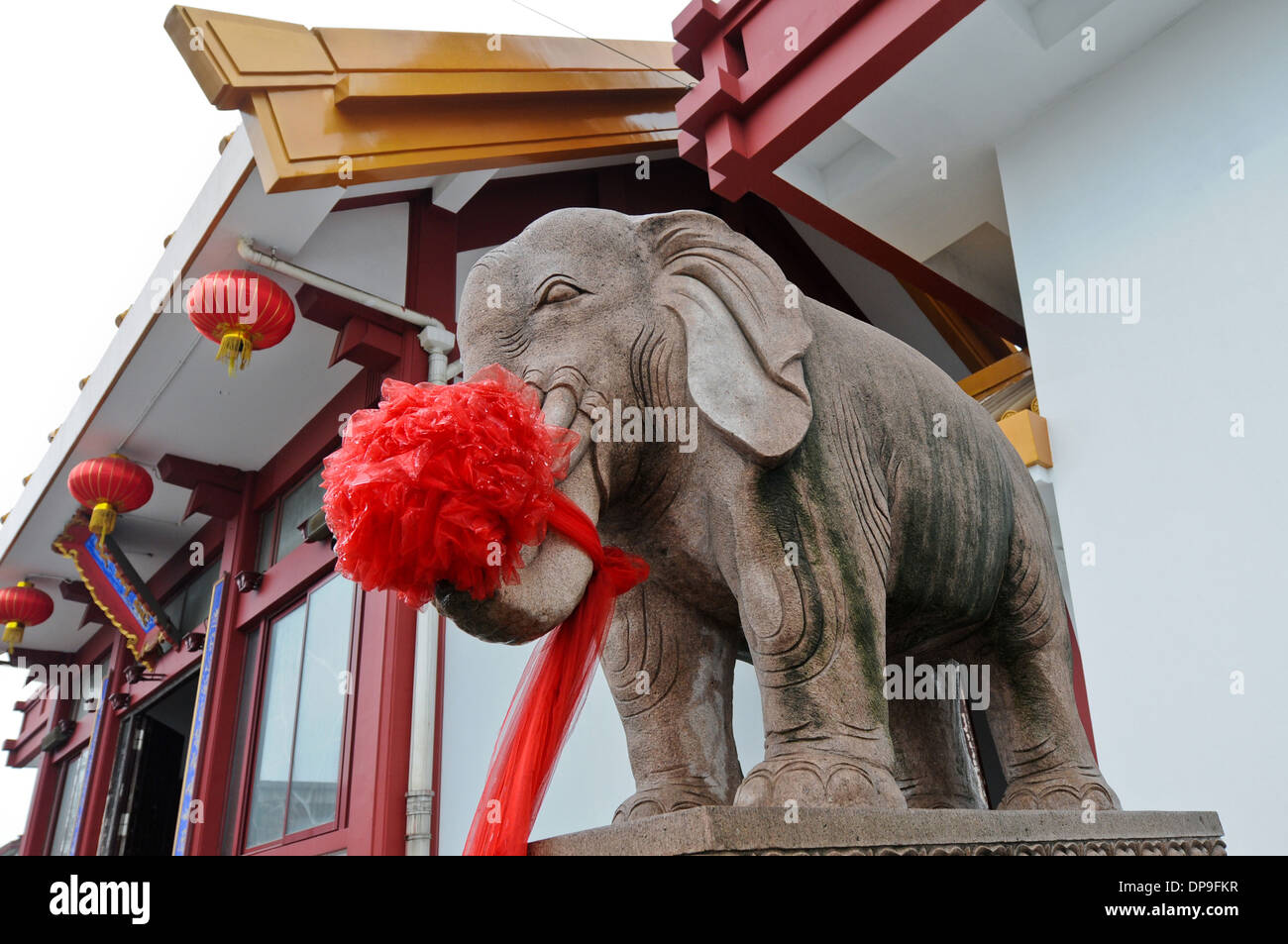 elephant statue in buddhist Qibao Temple near Qibao Ancient Town in Minhang District, Shanghai, China Stock Photo