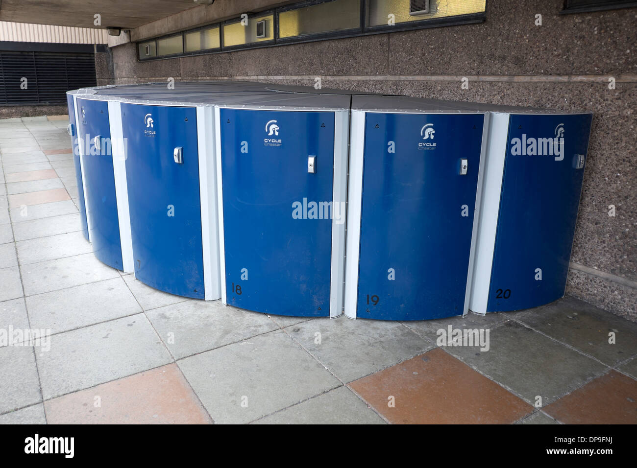 Secure Modern bike Bicycle Store Storage Locker Stock Photo