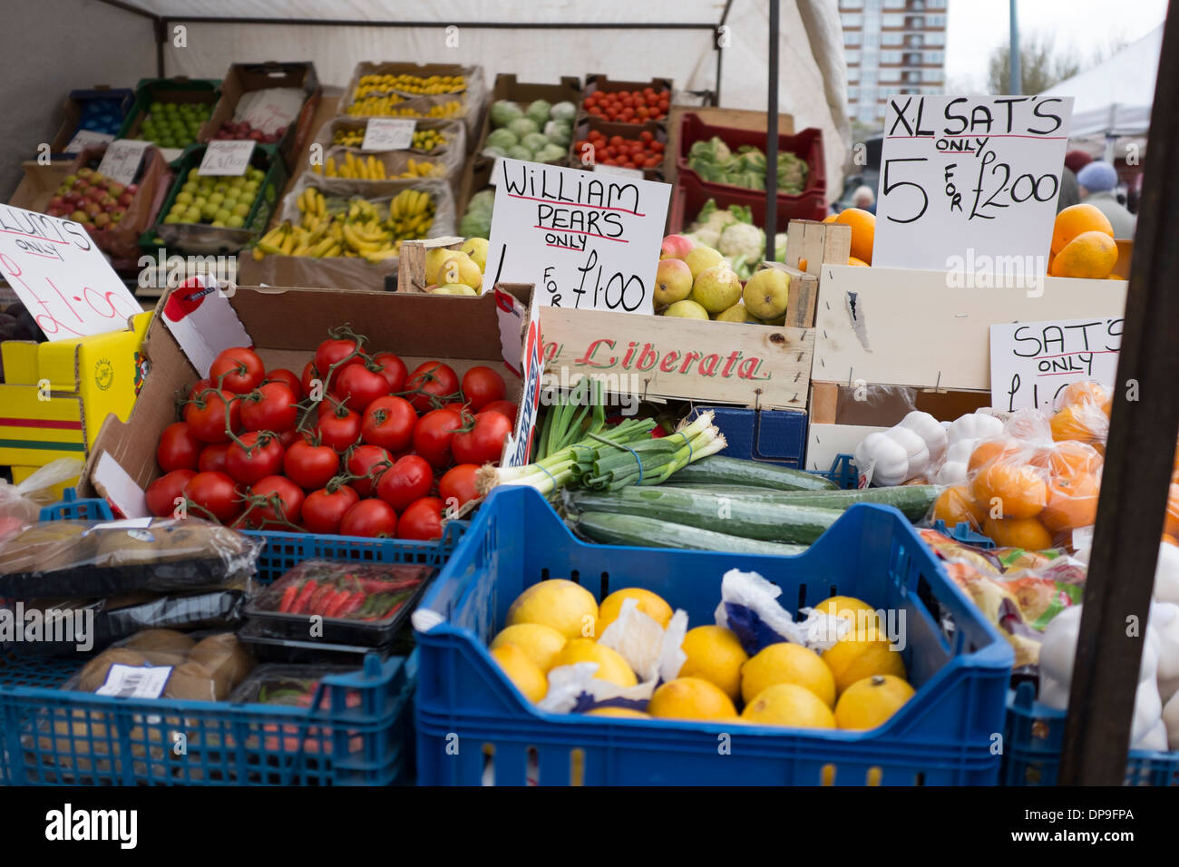 Market fresh Fruit & Veg Stall Seller Vegetables Stock Photo Alamy