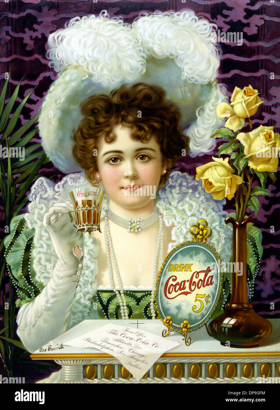 Drink Coca-Cola 5 cents historic poster Stock Photo