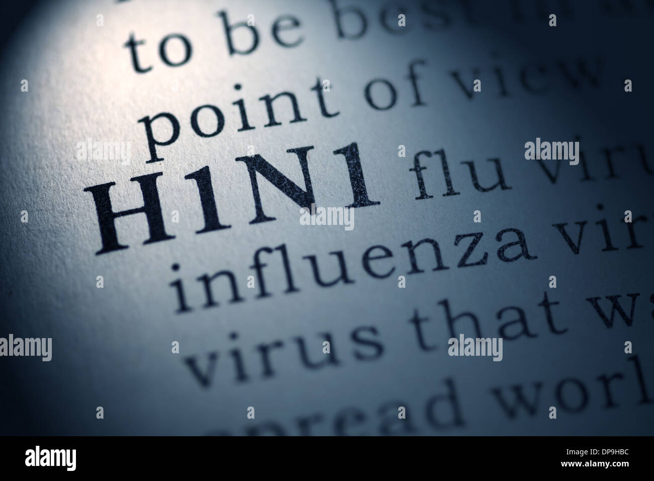Fake Dictionary, Dictionary definition of the word H1N1 flu. Stock Photo