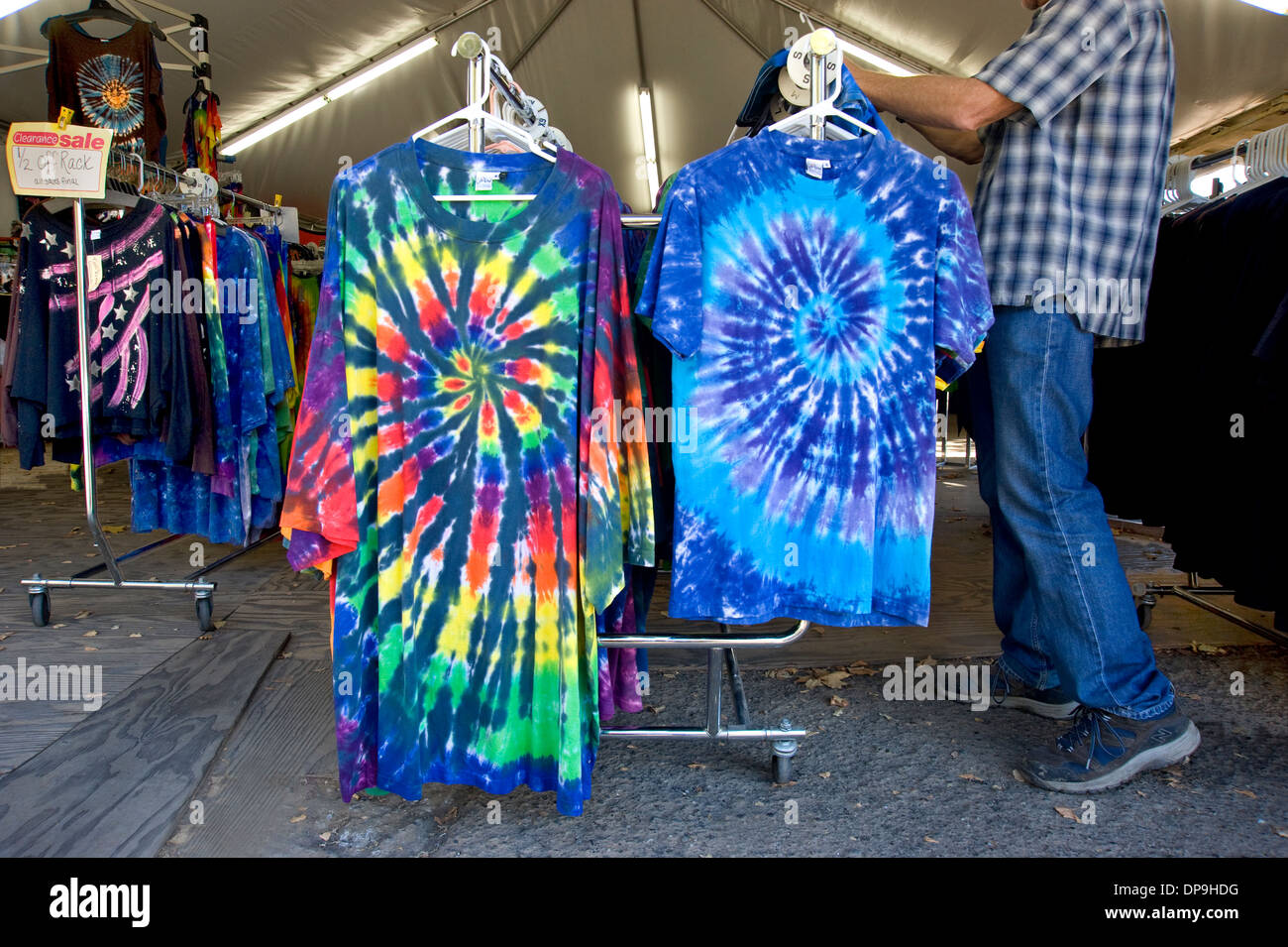 Tie dyed shirts for sale Stock Photo