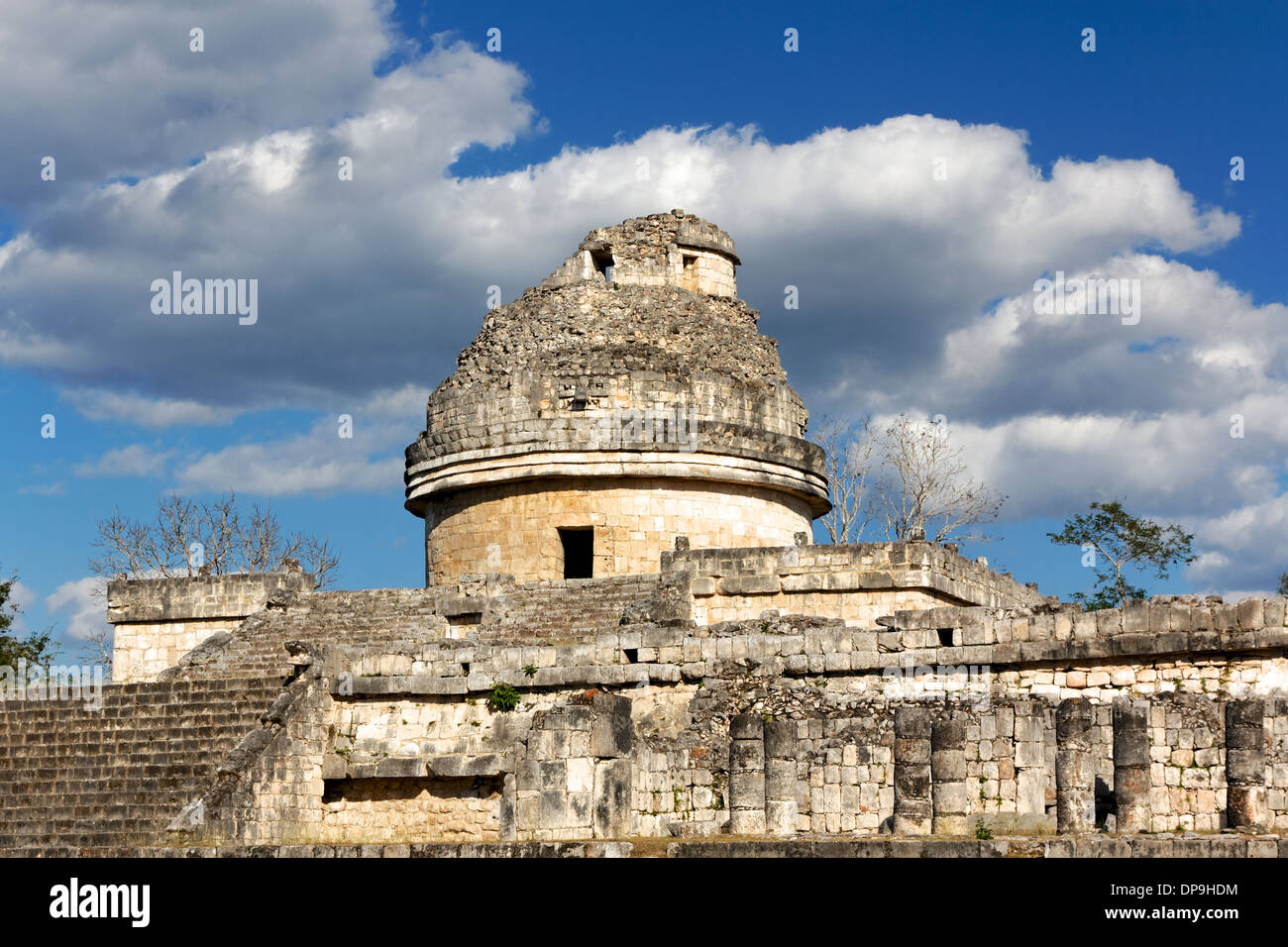 El Caracol (the snail) Mayan observatory ruin at Chichen Itza, Yucatan, Mexico. Stock Photo
