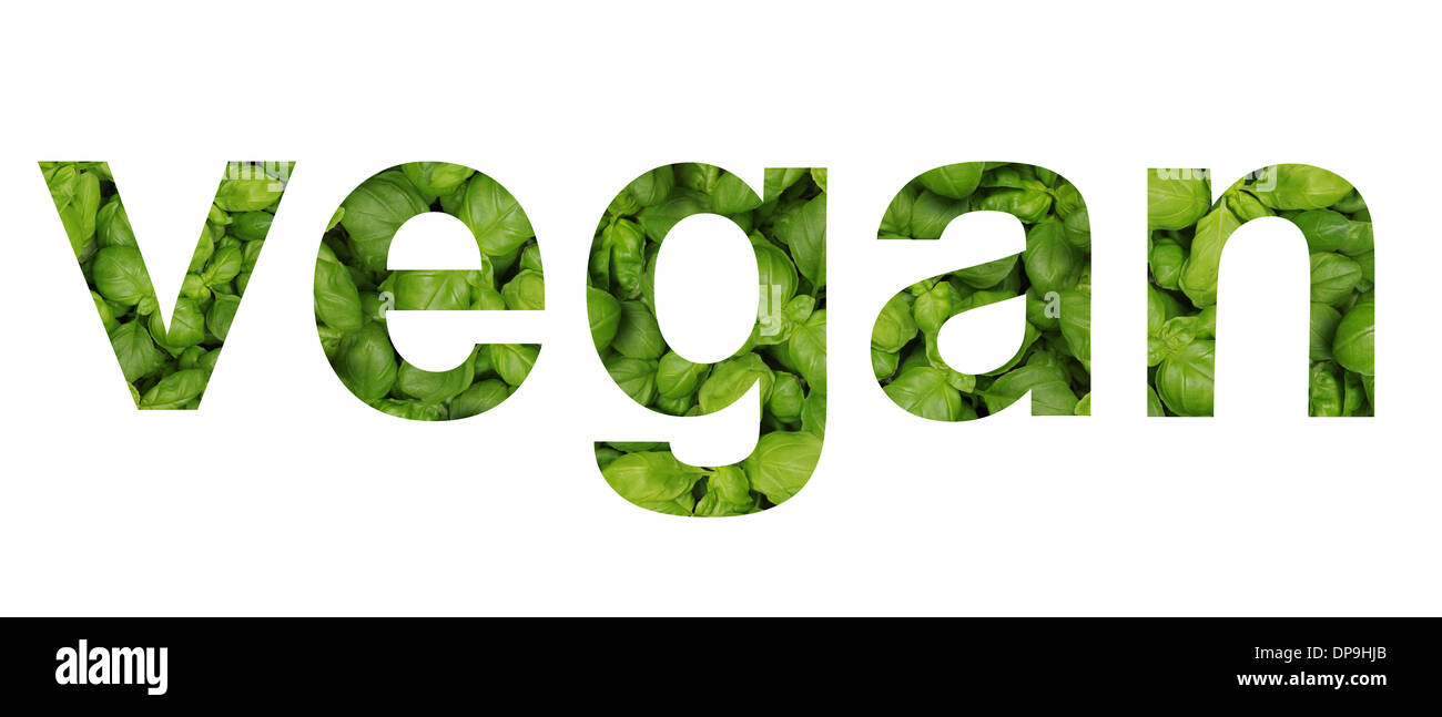 The word vegan written with vegetables and herbs Stock Photo Alamy