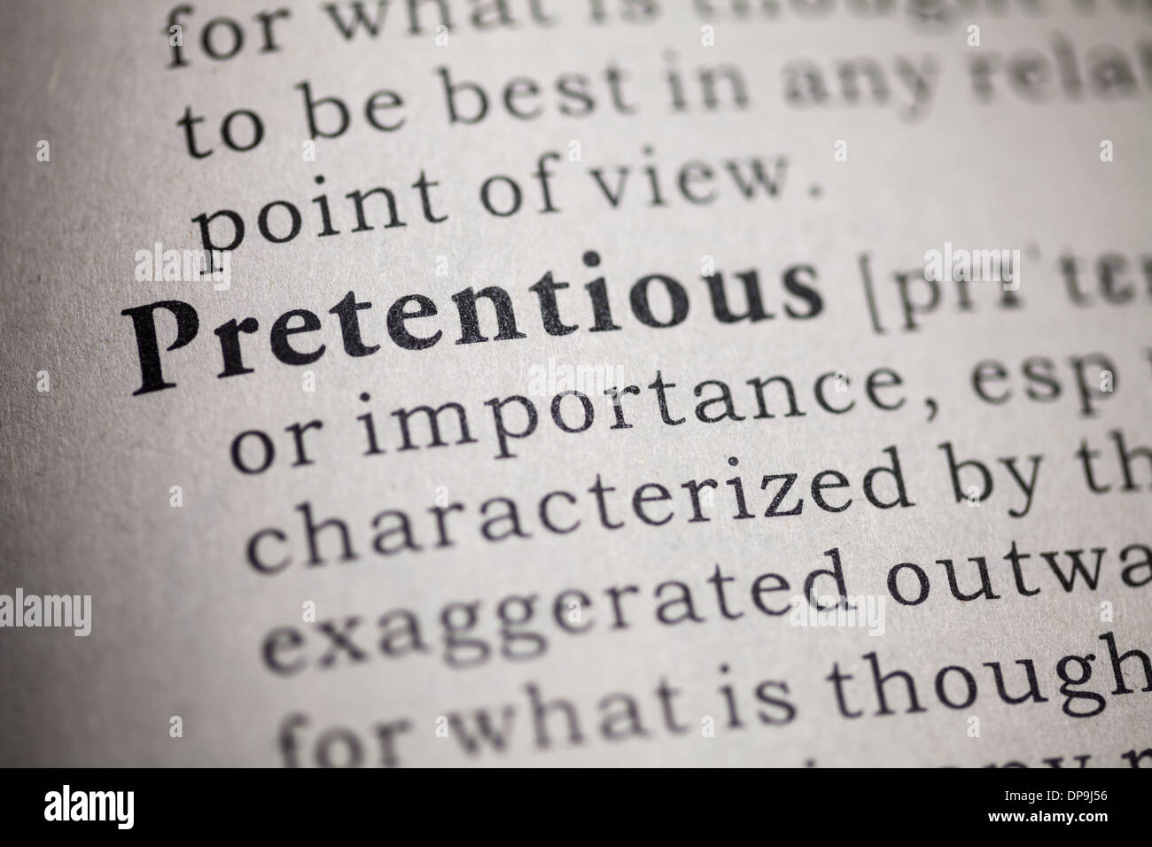 Fake Dictionary, Dictionary definition of the word pretentious Stock
