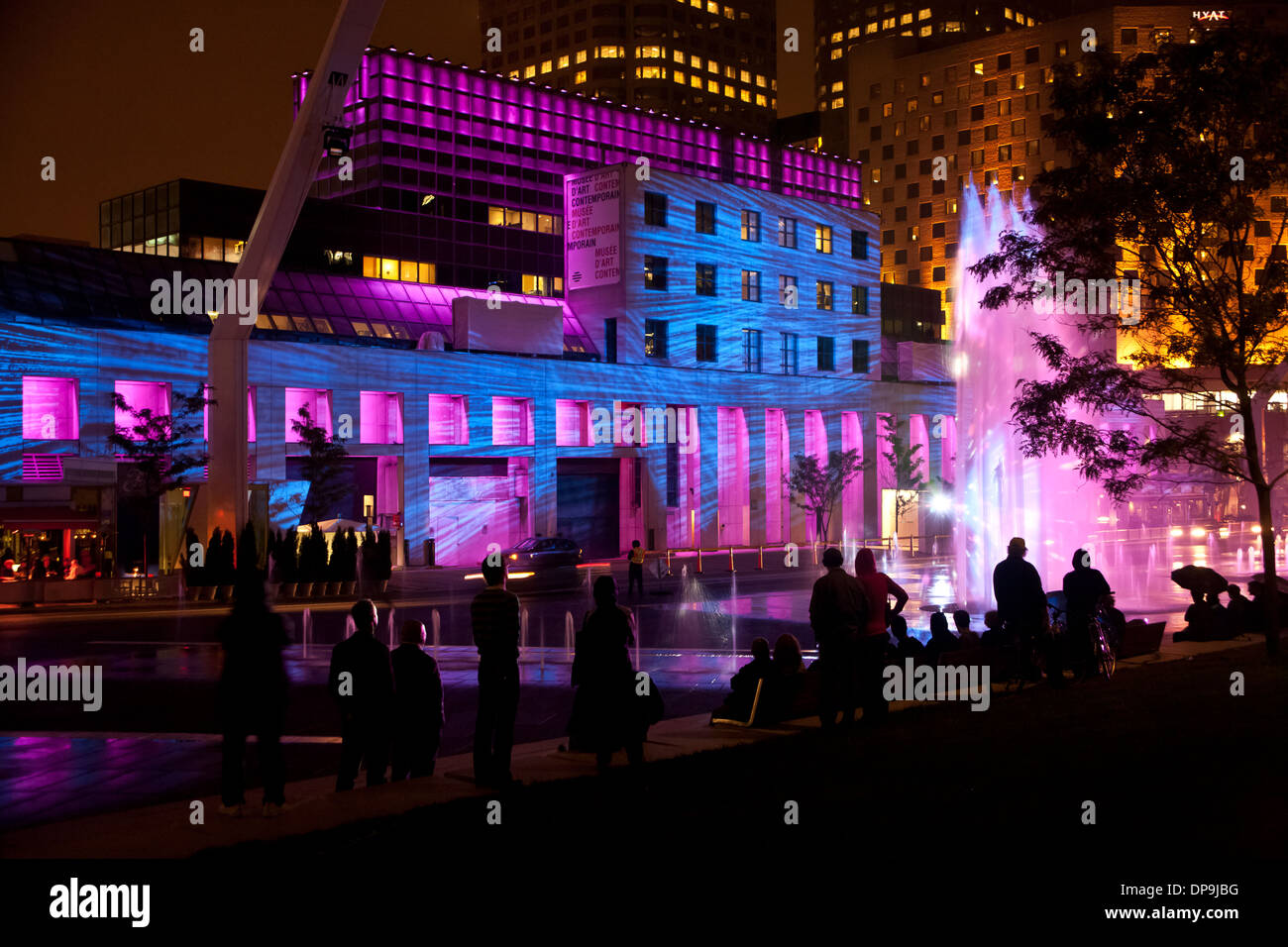 Night time image of light and water display, Montreal, Canada Stock Photo Alamy