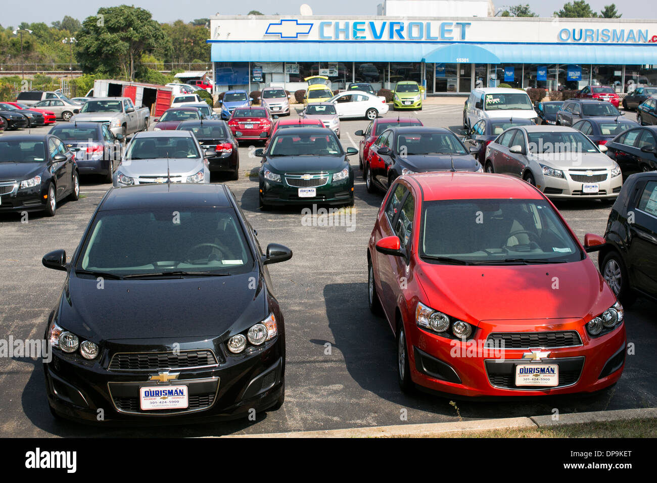 A Chevrolet, Chevy, dealer lot in suburban Maryland Stock Photo Alamy
