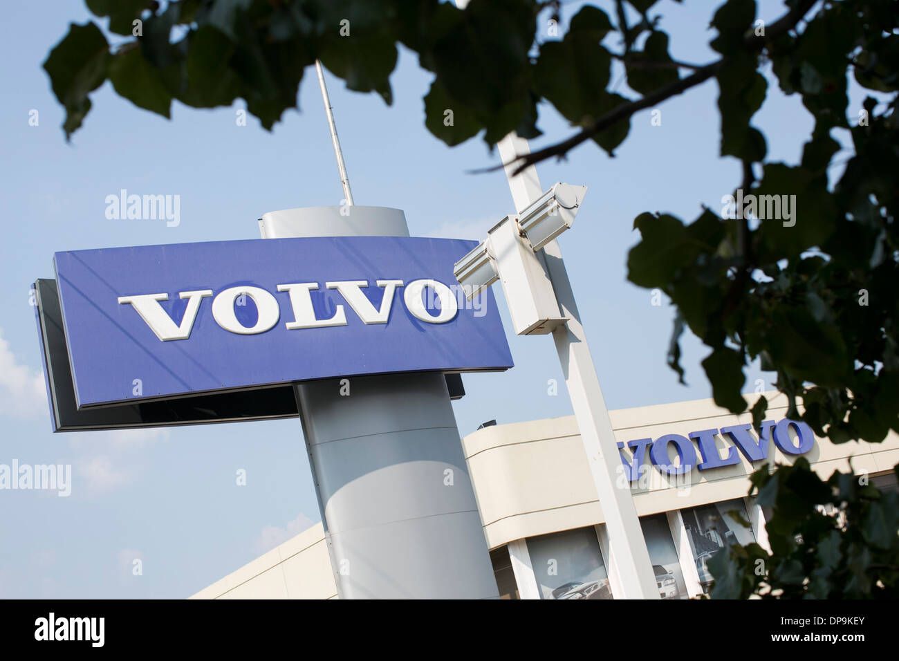 A Volvo dealer lot in suburban Maryland.  Stock Photo