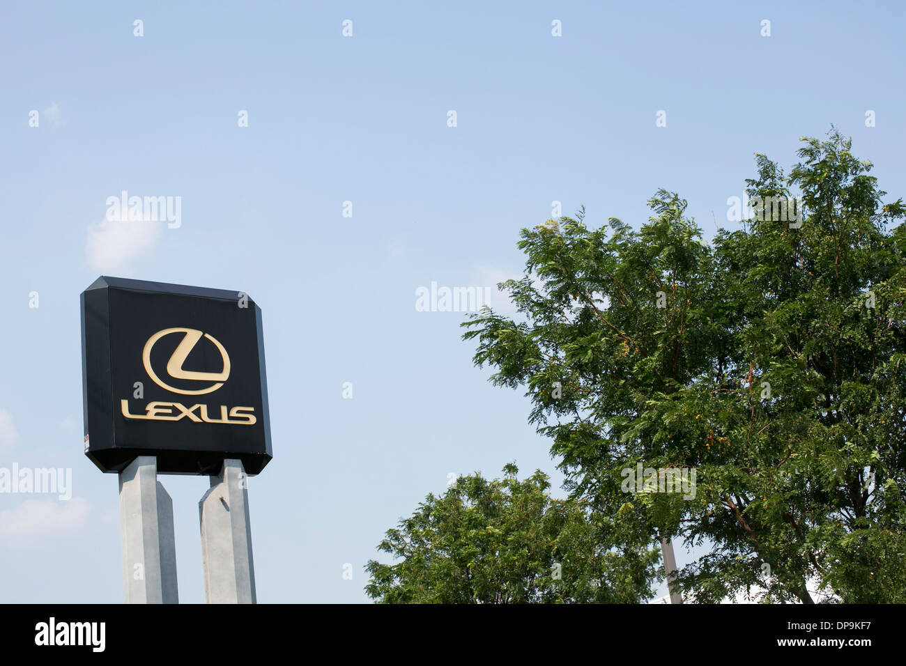 A Lexus dealer lot in suburban Maryland.  Stock Photo